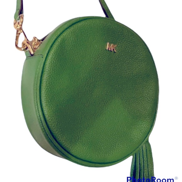 NEW MICHAEL KORS CANTIN STYLE GREEN PEBBLED LEATHER CROSSBODY BAG CLUTCH BAG GHW - Picture 9 of 10
